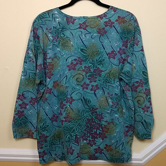 Vintage SWAT Floral Long Sleeve Top size Small Made in USA - Picture 3 of 7